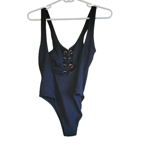 California waves black crepe tie swimsuit NWOT - Picture 4 of 6